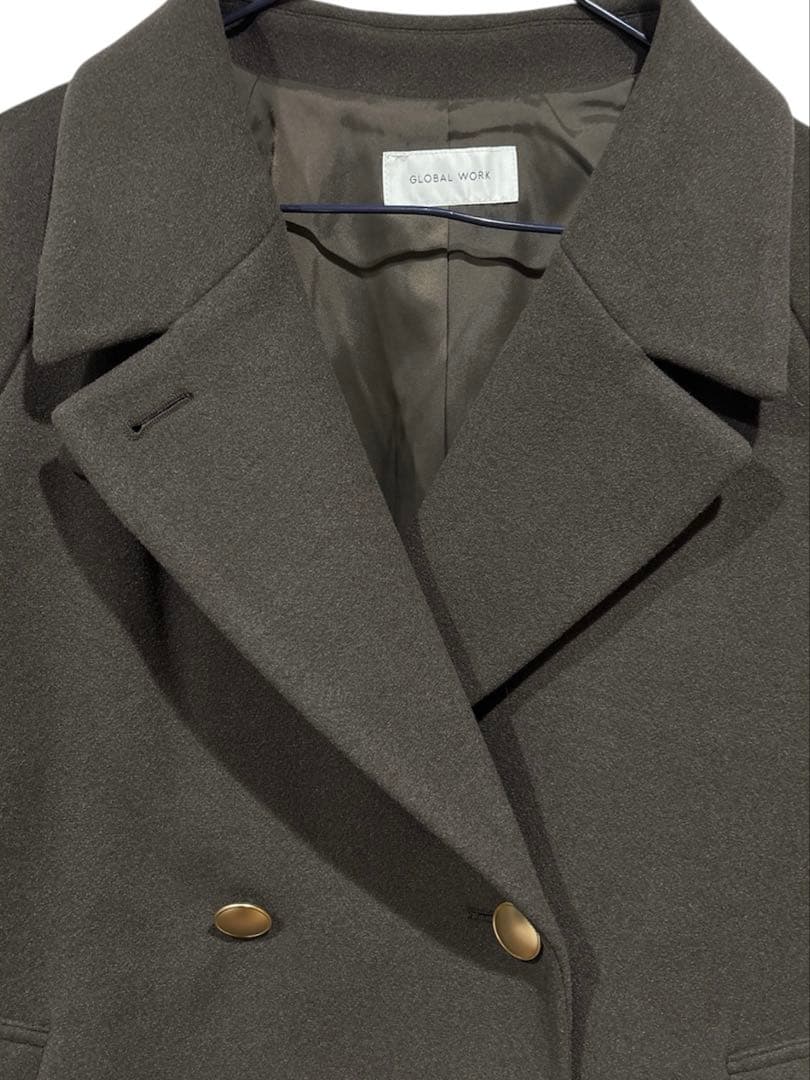 未使用　GLOBAL WORK 軽やかストレッチ衿2WAYコート/ブラウン(M)