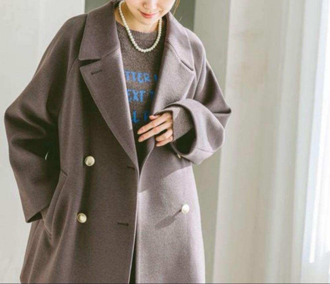 未使用　GLOBAL WORK 軽やかストレッチ衿2WAYコート/ブラウン(M)