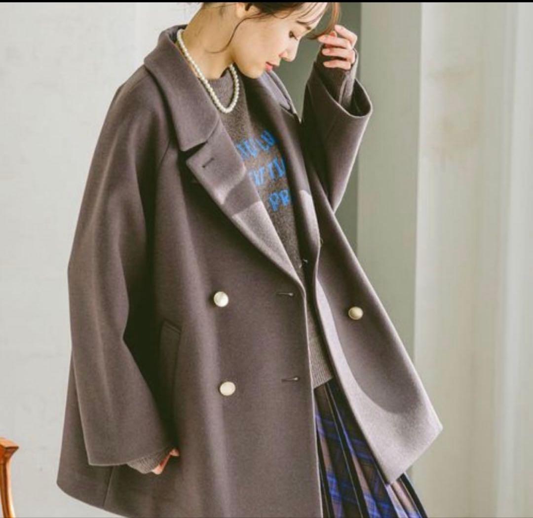 未使用　GLOBAL WORK 軽やかストレッチ衿2WAYコート/ブラウン(M)