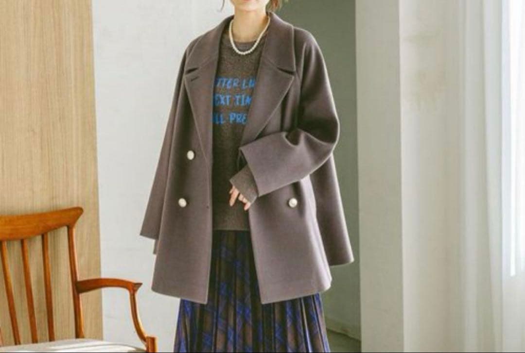 未使用　GLOBAL WORK 軽やかストレッチ衿2WAYコート/ブラウン(M)