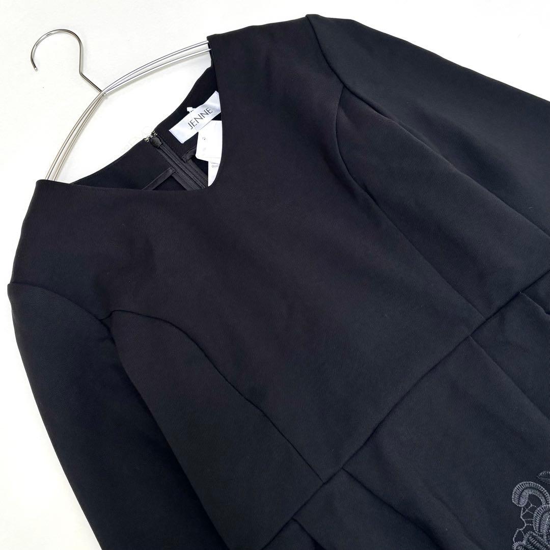 新品　JENNE ジェンヌ ペプラムレース ブラウス シンプル 黒　XL