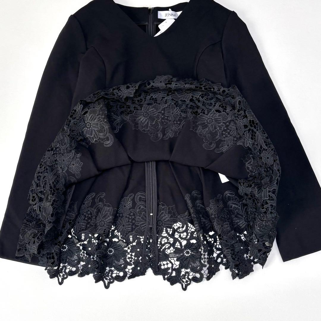 新品　JENNE ジェンヌ ペプラムレース ブラウス シンプル 黒　XL