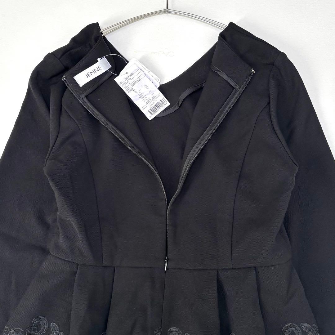 新品　JENNE ジェンヌ ペプラムレース ブラウス シンプル 黒　XL