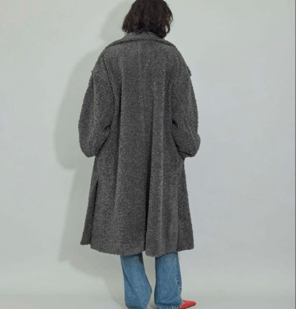 ADAM ET ROPE' スタンドカラーボアコート　グレー