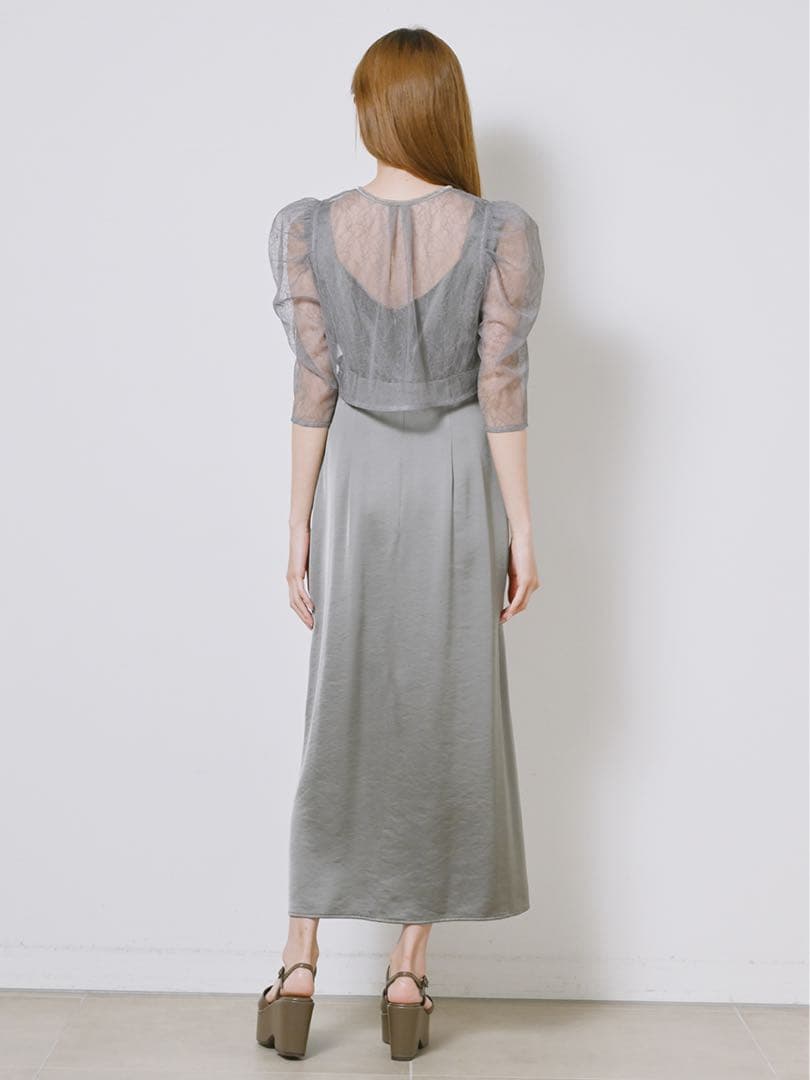 SNIDELワンピース レースボレロ スリット オリーブ オケージョン 結婚式