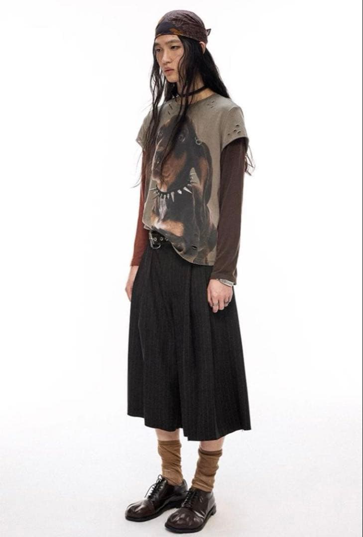 パンツ [PHYS] Striped vintage pleated shorts