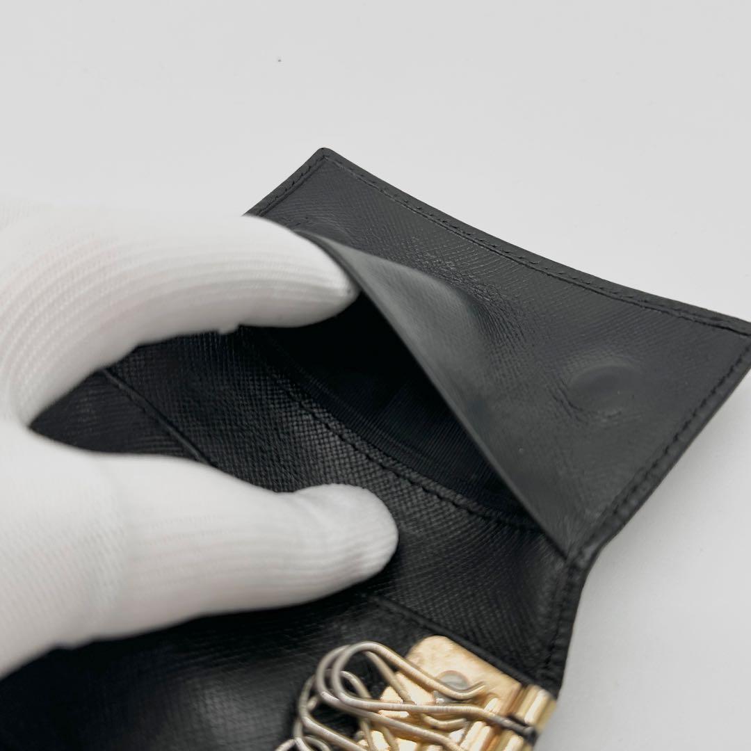 【極美品】 PRADA レザー サフィアーノ キーケース 6連 カードケース 黒