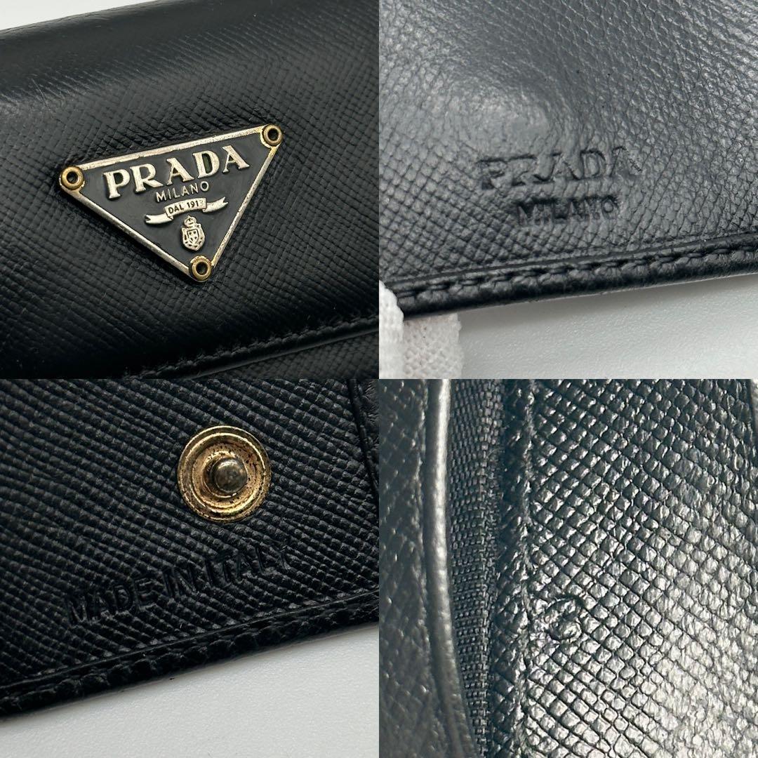 【極美品】 PRADA レザー サフィアーノ キーケース 6連 カードケース 黒