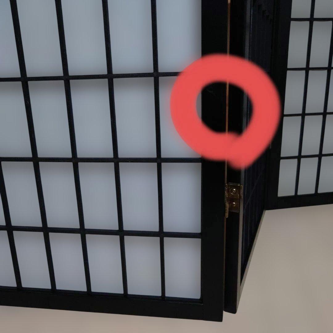 パーテーション　和風　木製　4連　格子模様