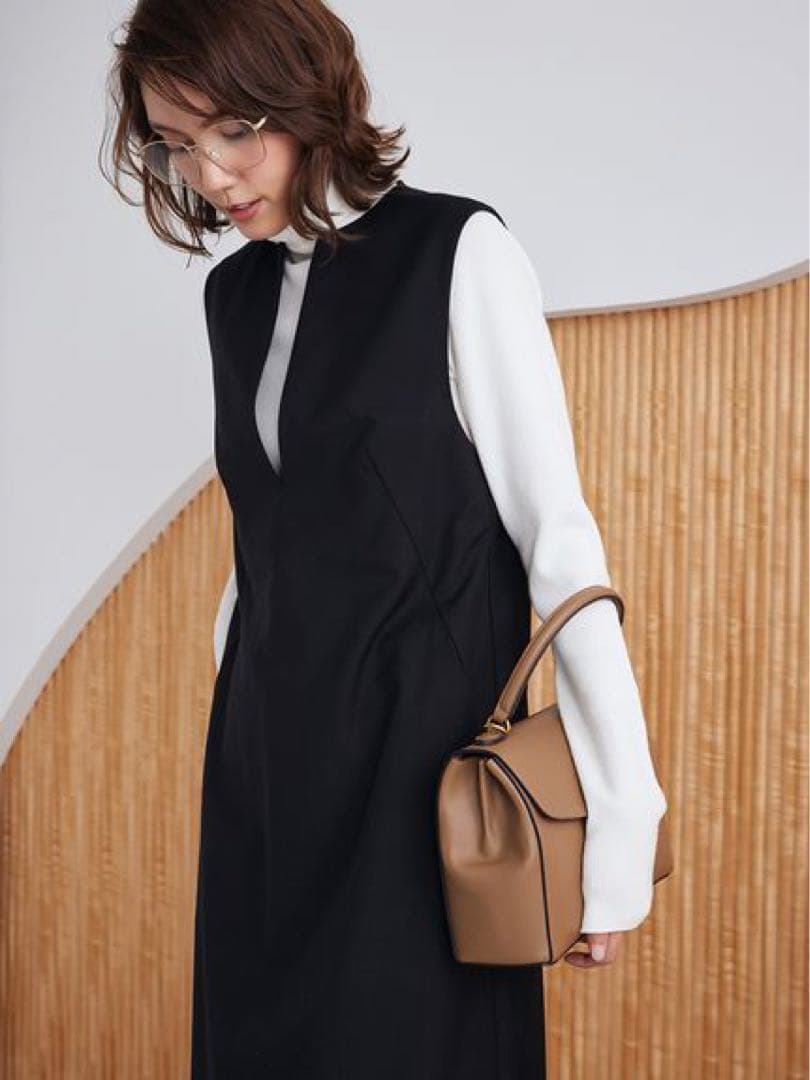 《新品タグ付き》ミラオーウェン リブニットセットレイヤードワンピース