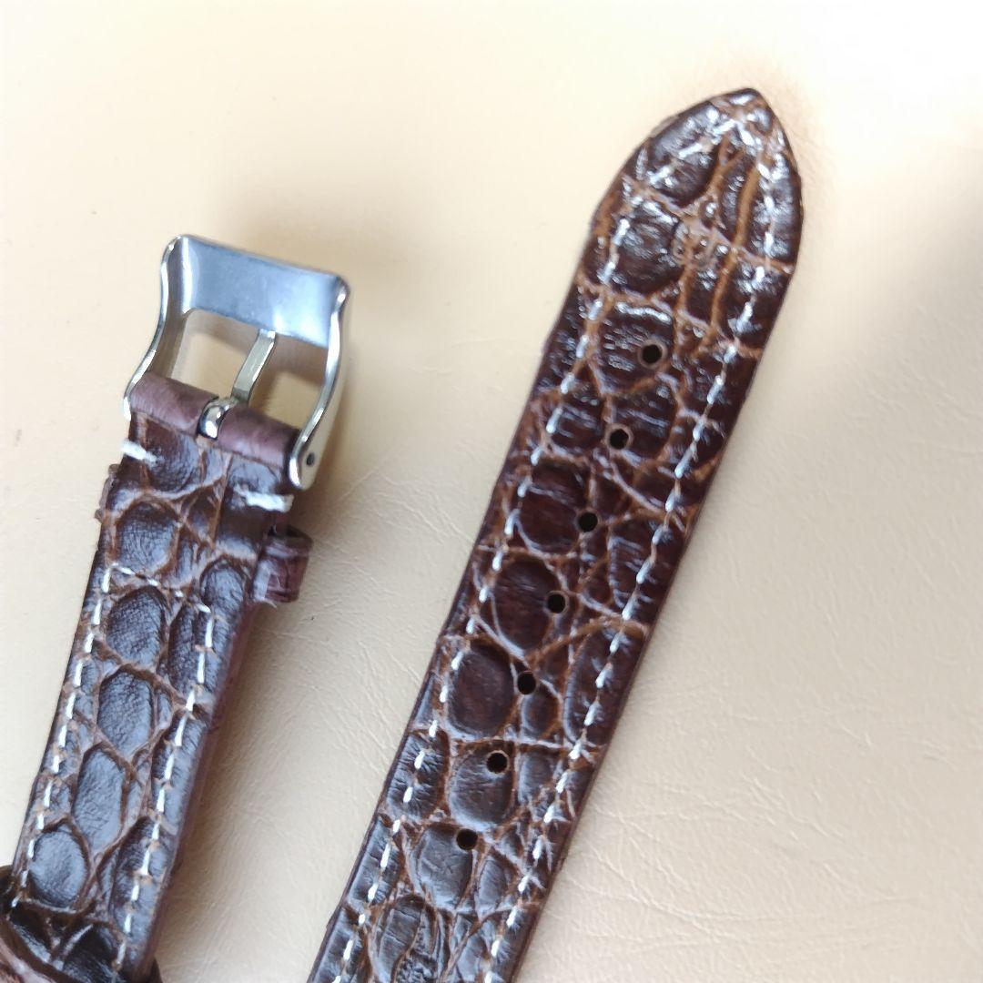 ＊18mm　クロコダイル　アリゲーター　リアルレザー　腕時計　ベルト（ブラウン）