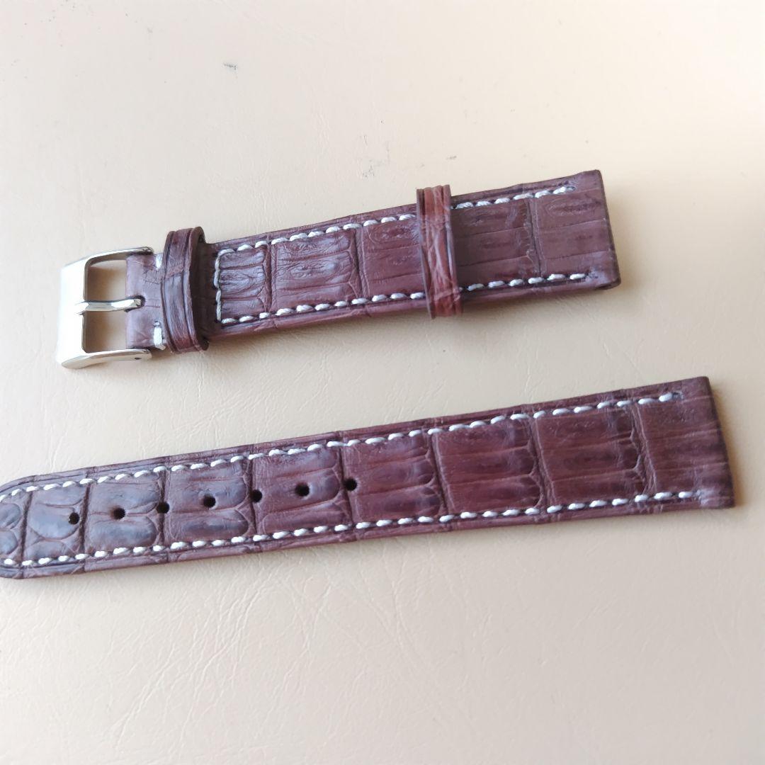 ＊18mm　クロコダイル　アリゲーター　リアルレザー　腕時計　ベルト（ブラウン）