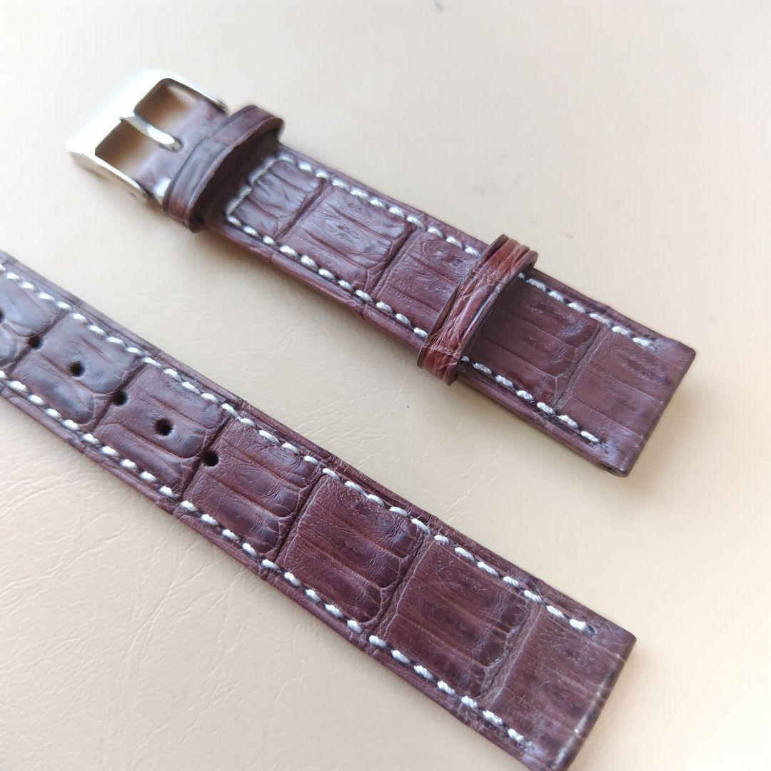 ＊18mm　クロコダイル　アリゲーター　リアルレザー　腕時計　ベルト（ブラウン）