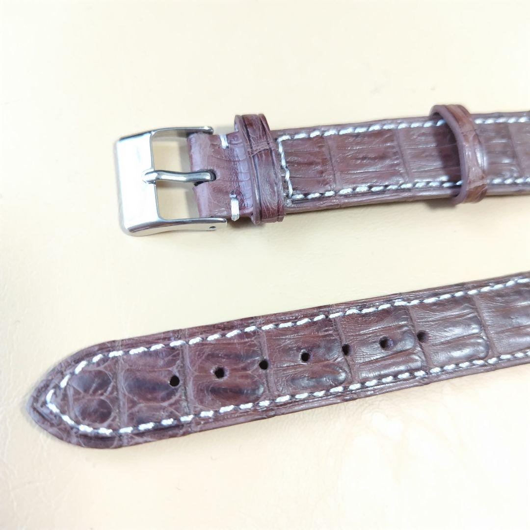 ＊18mm　クロコダイル　アリゲーター　リアルレザー　腕時計　ベルト（ブラウン）