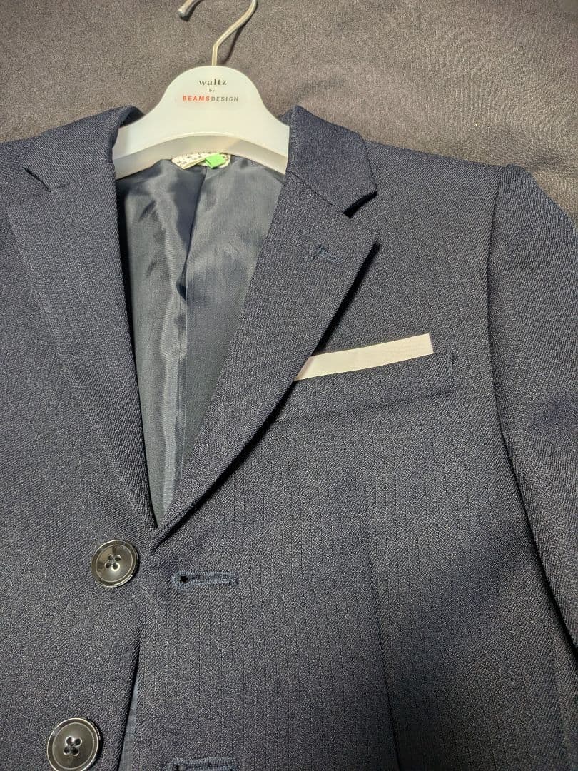 ネイビー スーツ 140cm ネクタイ付き　卒業式　セレモニー　4点セット