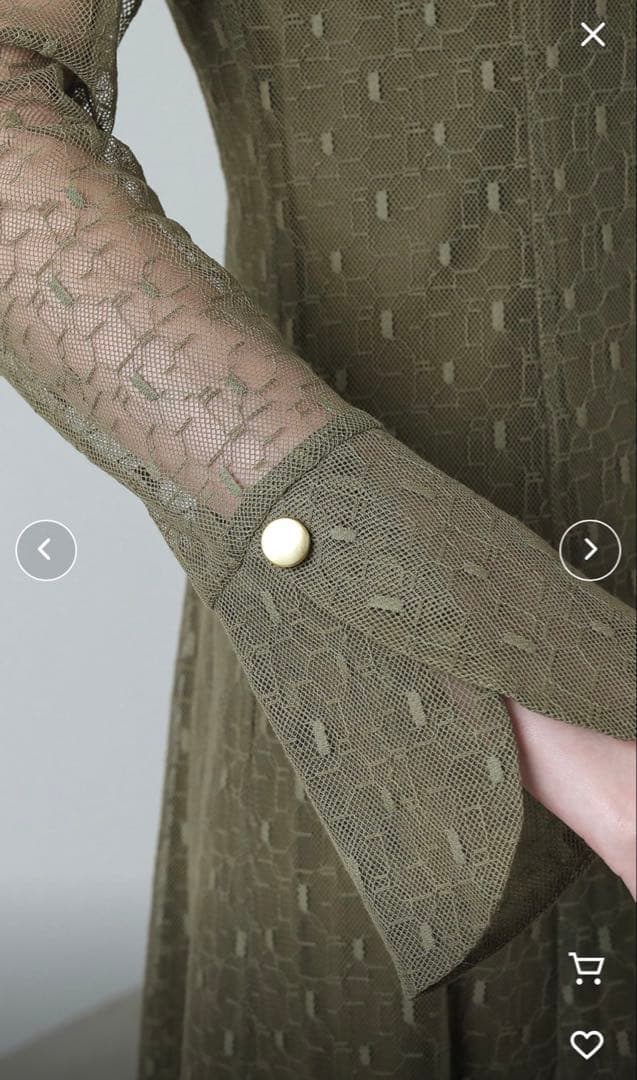 Kana 幾何学柄 レース バックオープン ワンピース パーティードレス　M