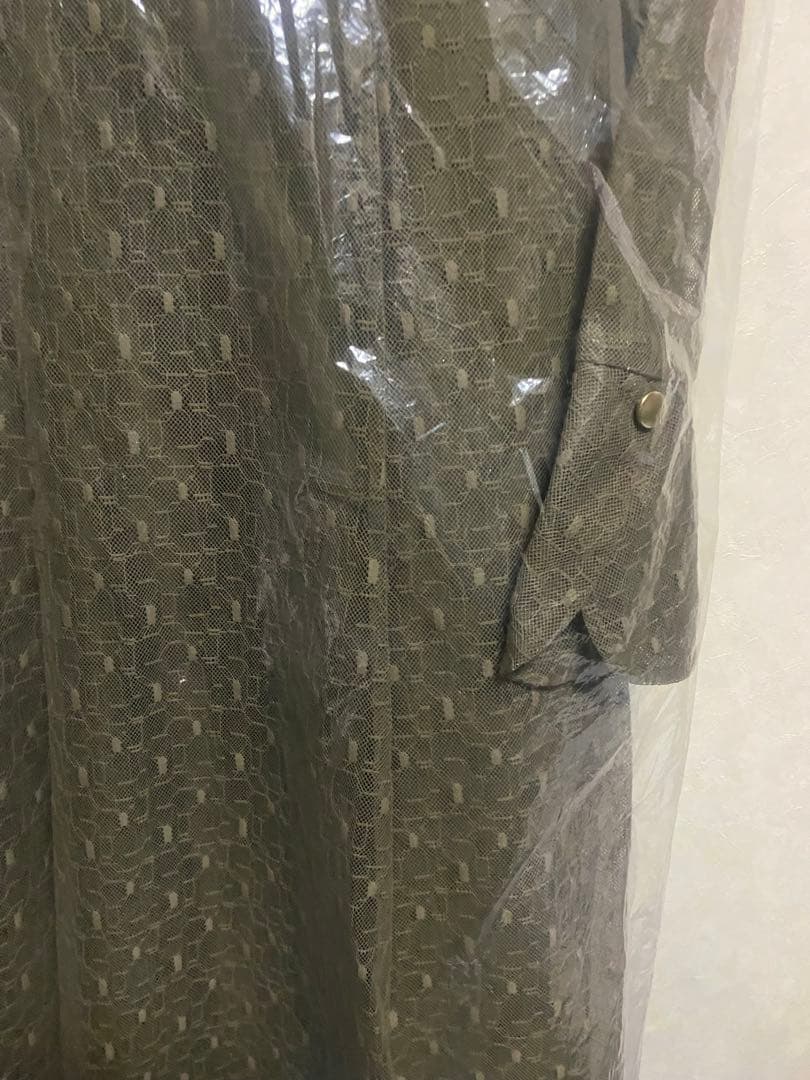 Kana 幾何学柄 レース バックオープン ワンピース パーティードレス　M