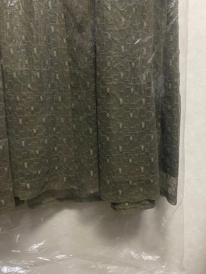 Kana 幾何学柄 レース バックオープン ワンピース パーティードレス　M