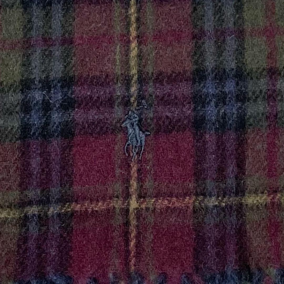 【新品未使用】ラルフローレン　マフラー・チェック柄・リバーシブル・ヘリンボーン