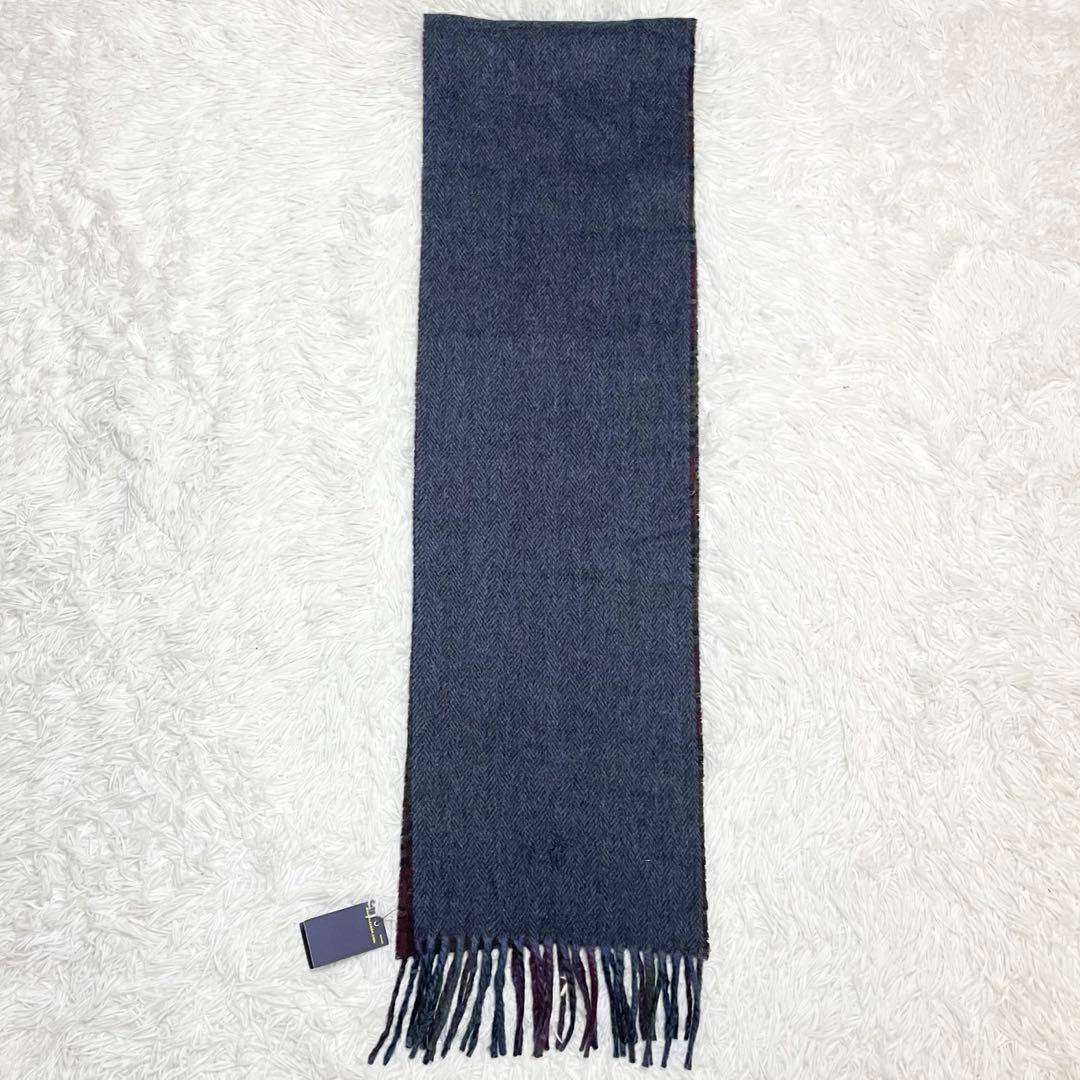 【新品未使用】ラルフローレン　マフラー・チェック柄・リバーシブル・ヘリンボーン