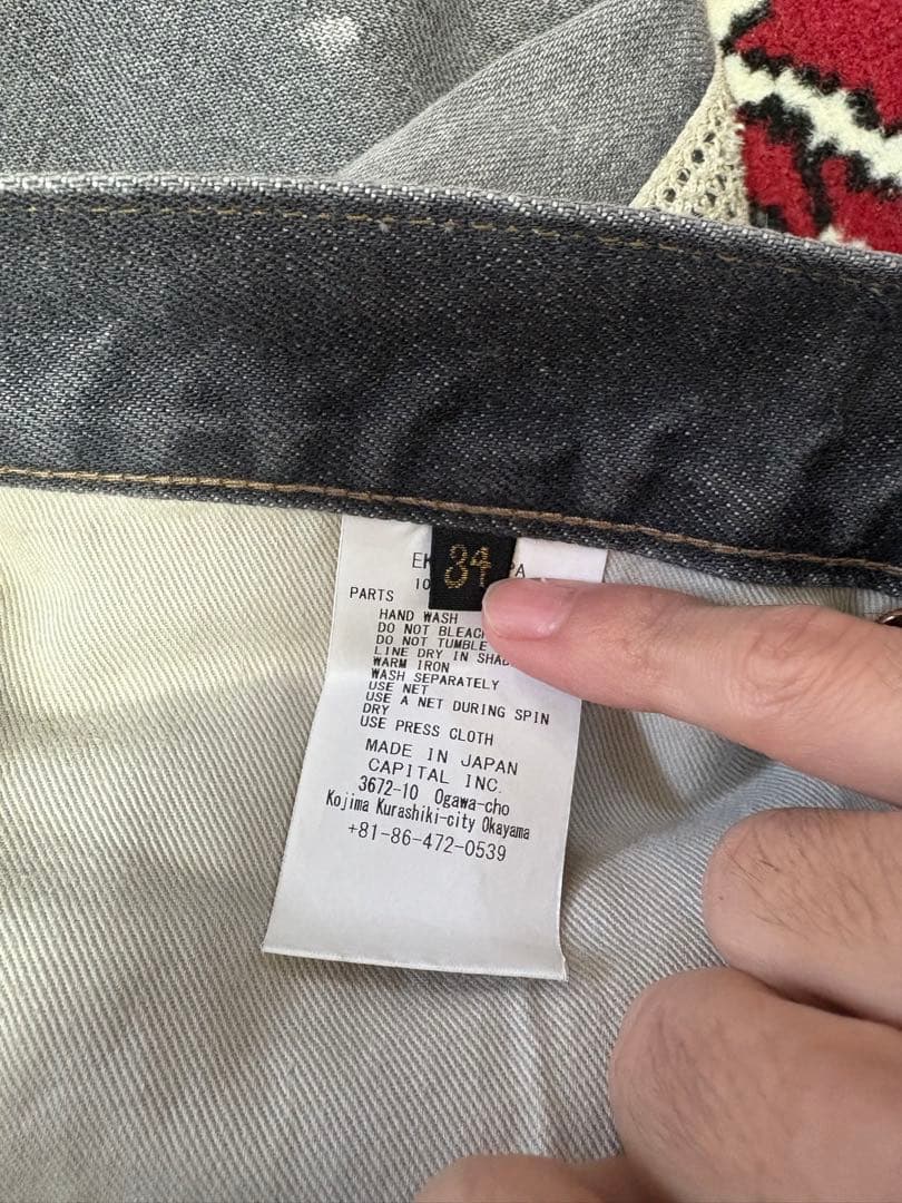 [KAPITAL]14ozブラックデニム5PショートパンツBONE刺繍 34