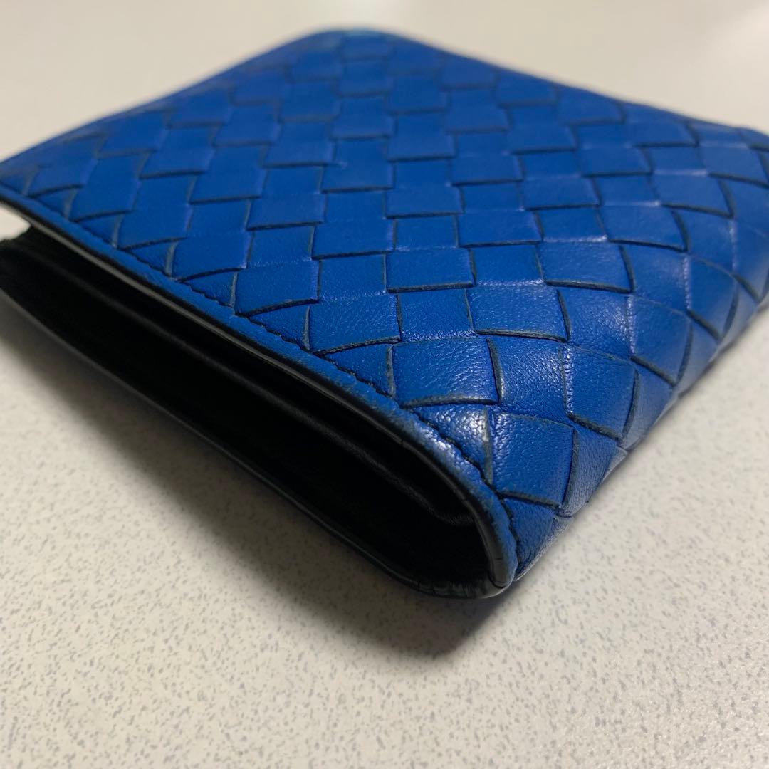 BOTTEGA VENETA 二つ折り 財布 ブルー ブラック