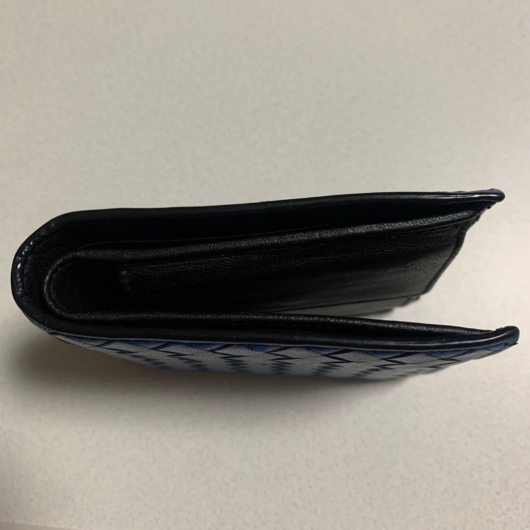 BOTTEGA VENETA 二つ折り 財布 ブルー ブラック