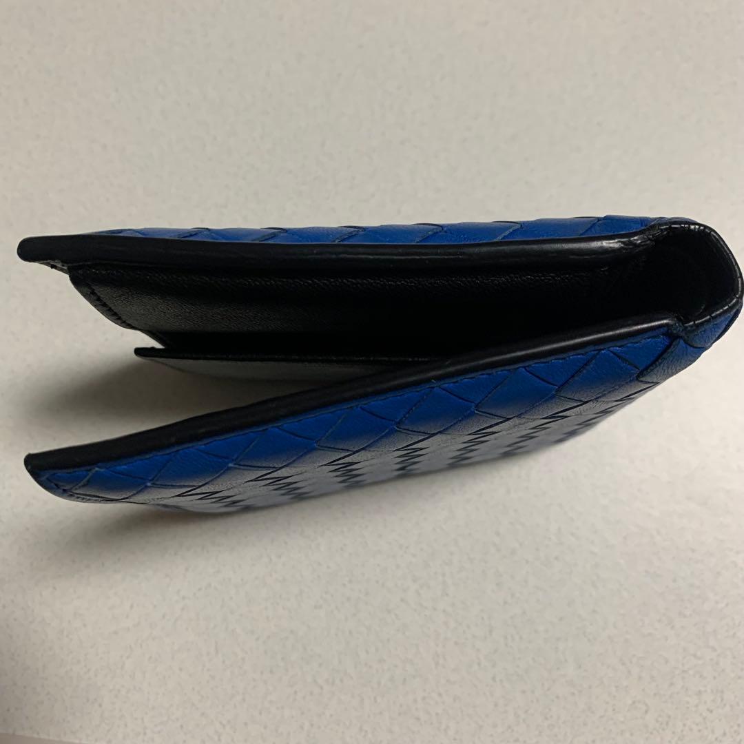 BOTTEGA VENETA 二つ折り 財布 ブルー ブラック