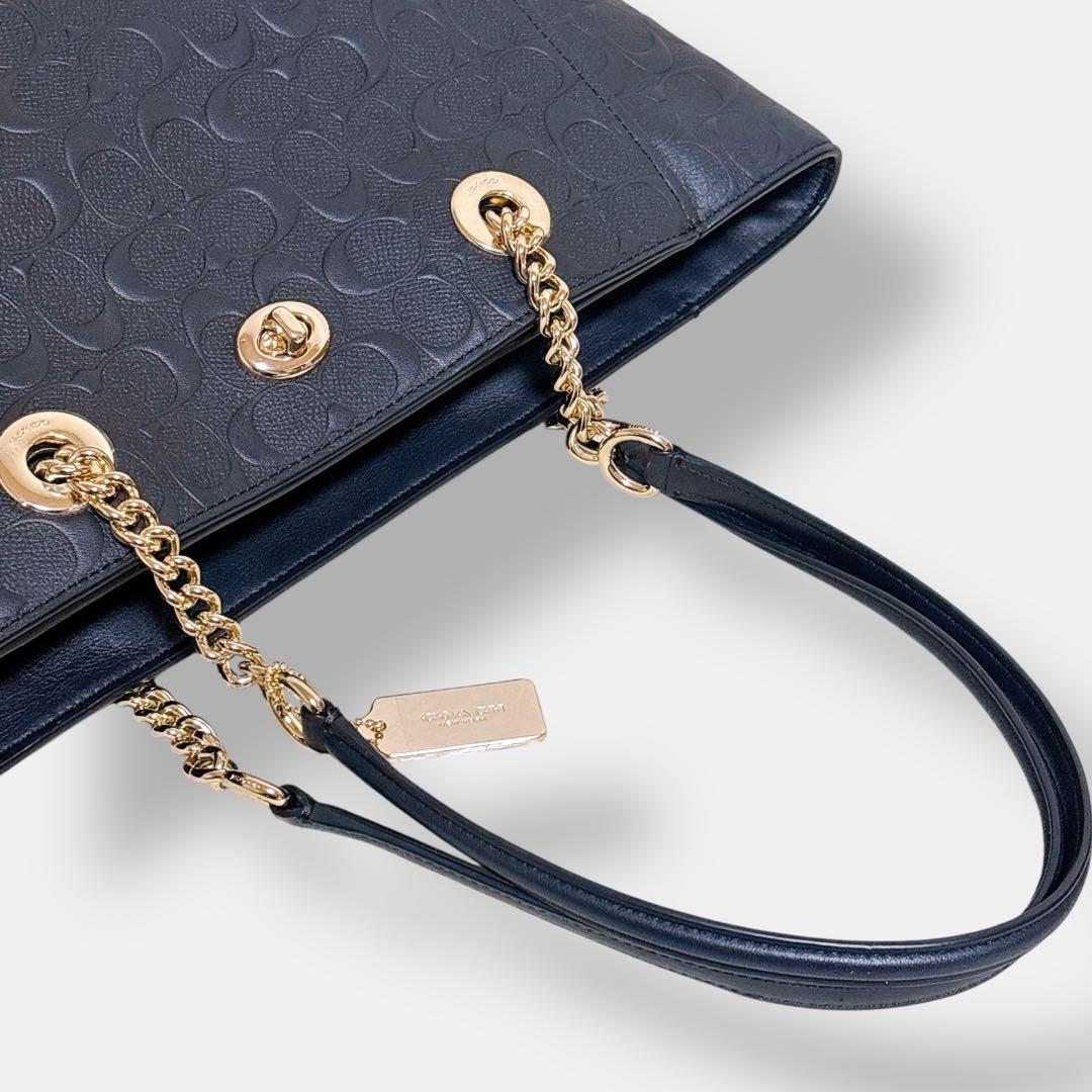 未使用品 コーチ チェーン トートバッグ 577321 エンボス ターンロック