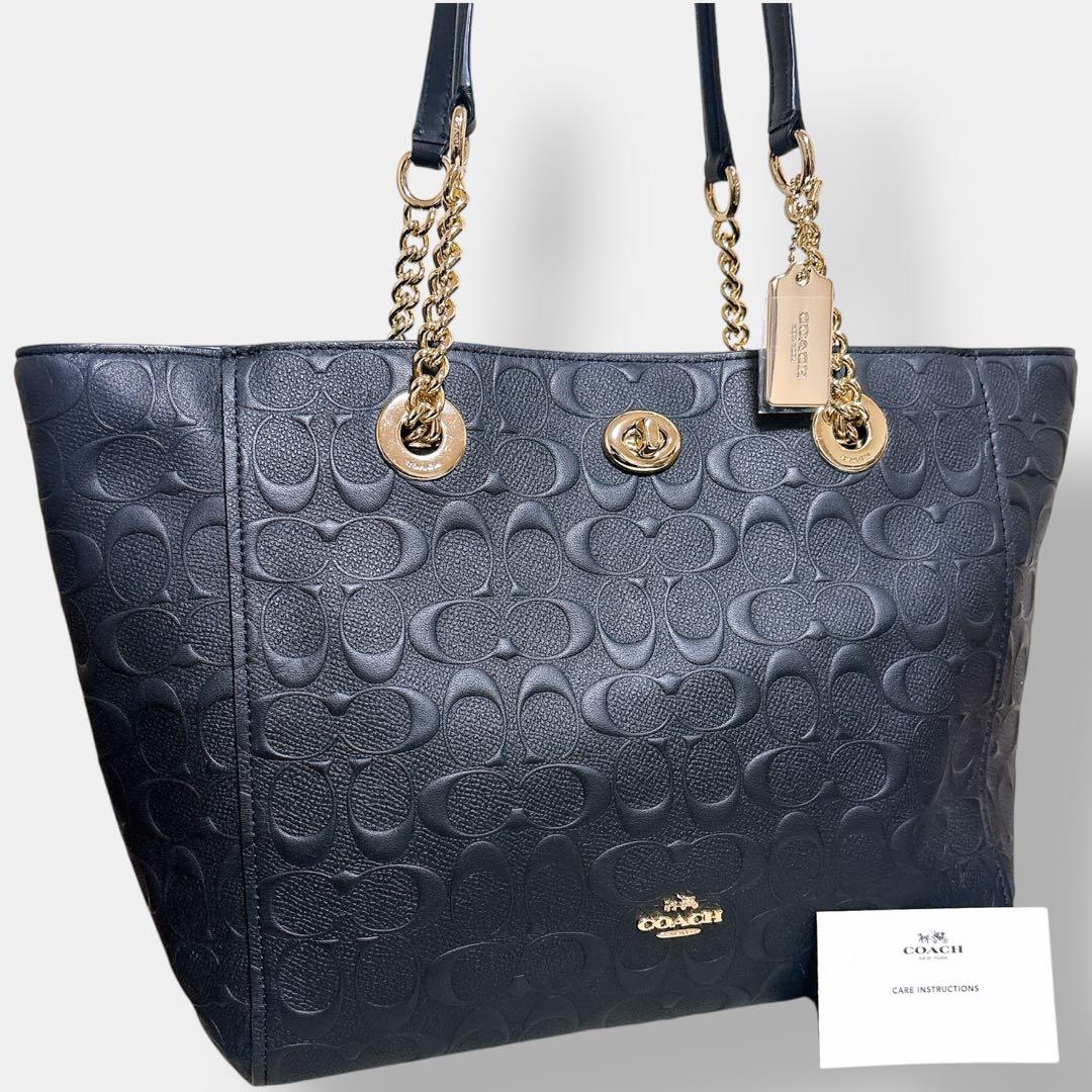 未使用品 コーチ チェーン トートバッグ 577321 エンボス ターンロック