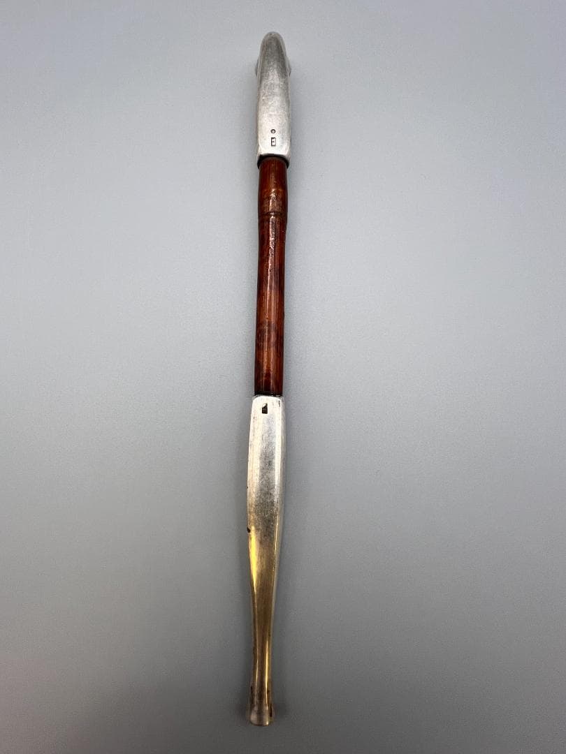 【海】純銀煙管　四角形　キセル　純刻印　銀細工　アンティーク　重量約38g