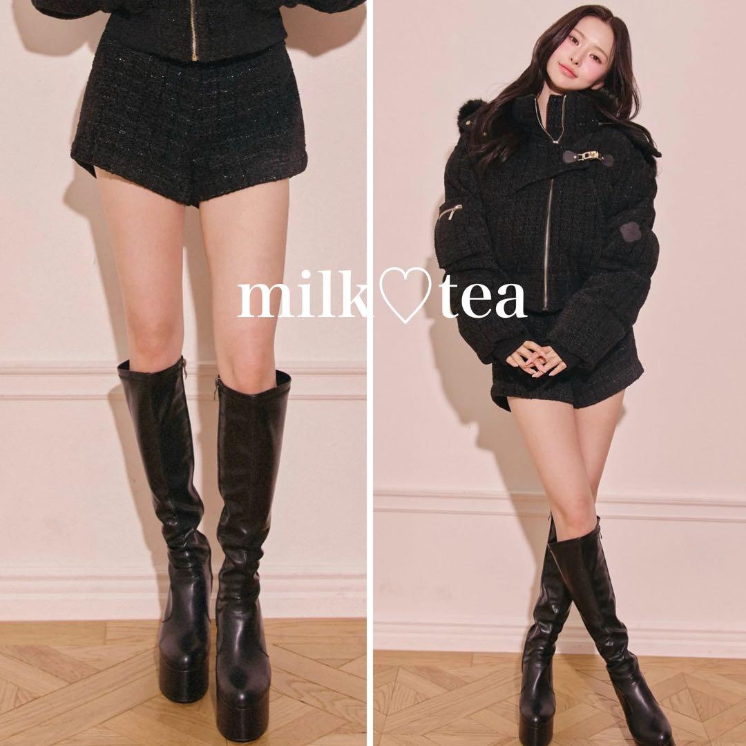 新品タグ付き Randy ベロアツイードショートパンツ ブラック