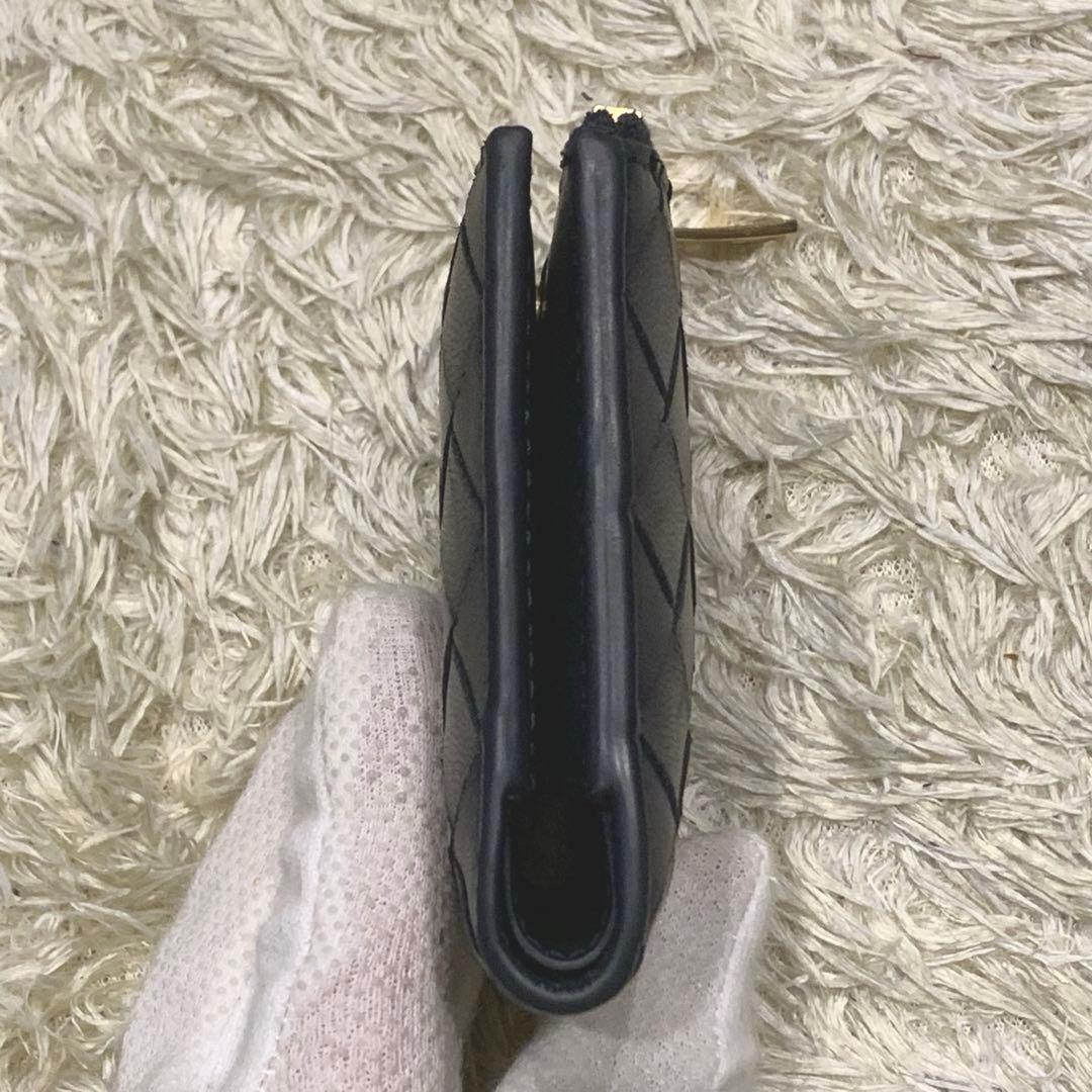 極美品✨ボッテガヴェネタ マキシイントレチャート 三つ折り財布 レザー ブラック