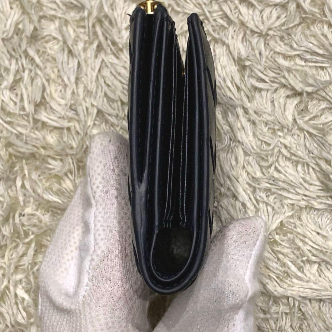 極美品✨ボッテガヴェネタ マキシイントレチャート 三つ折り財布 レザー ブラック