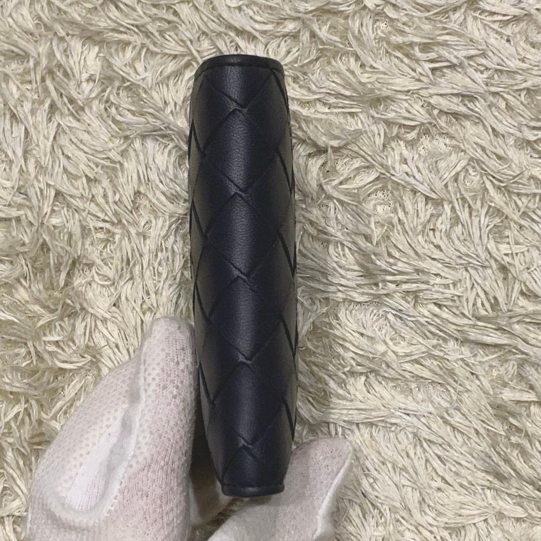 極美品✨ボッテガヴェネタ マキシイントレチャート 三つ折り財布 レザー ブラック