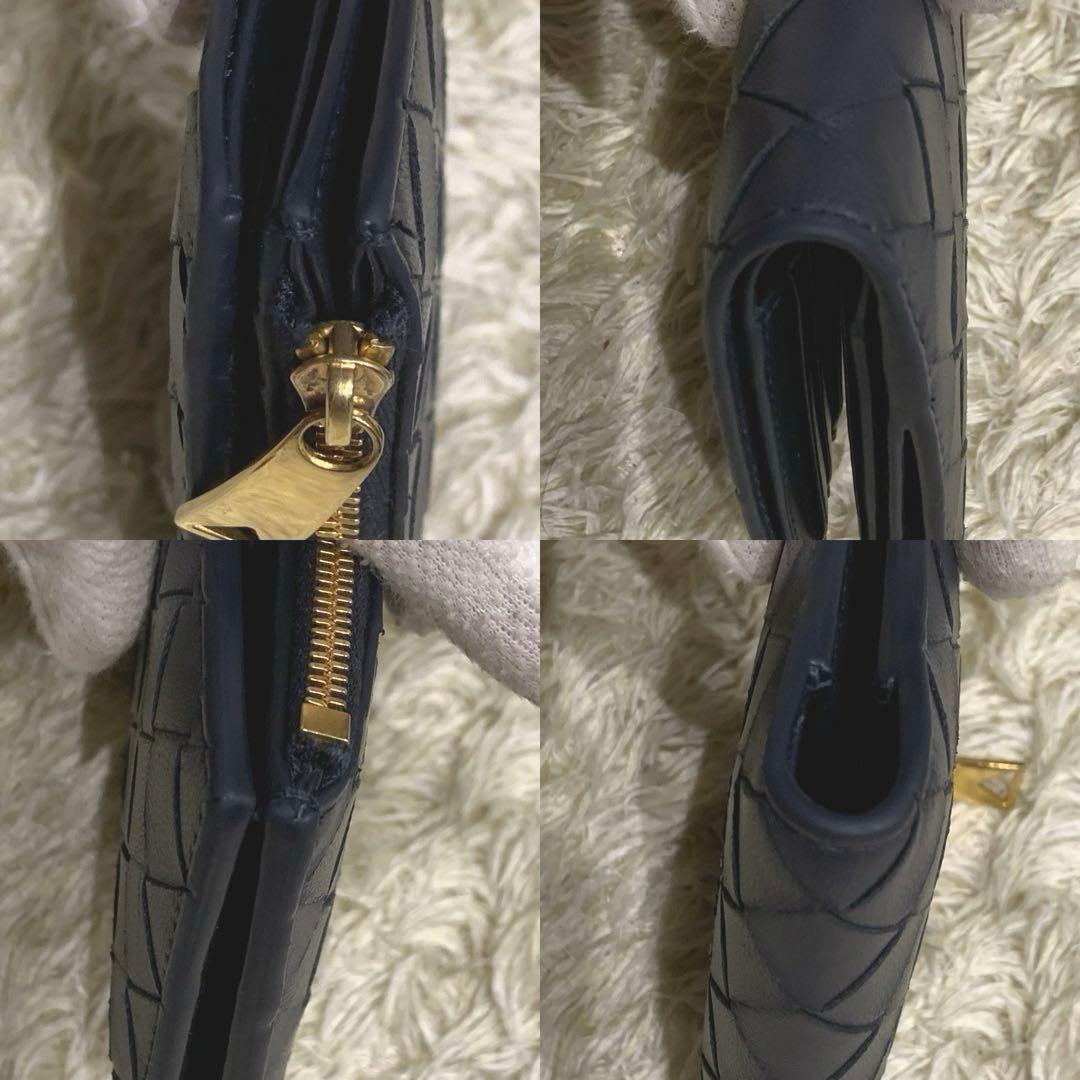 極美品✨ボッテガヴェネタ マキシイントレチャート 三つ折り財布 レザー ブラック