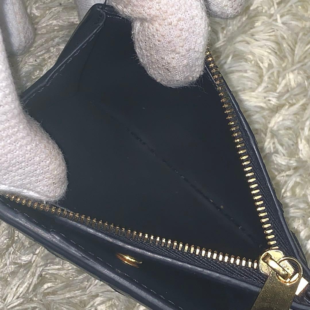 極美品✨ボッテガヴェネタ マキシイントレチャート 三つ折り財布 レザー ブラック