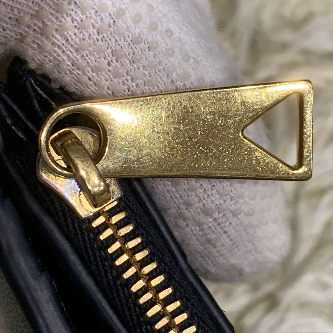 極美品✨ボッテガヴェネタ マキシイントレチャート 三つ折り財布 レザー ブラック