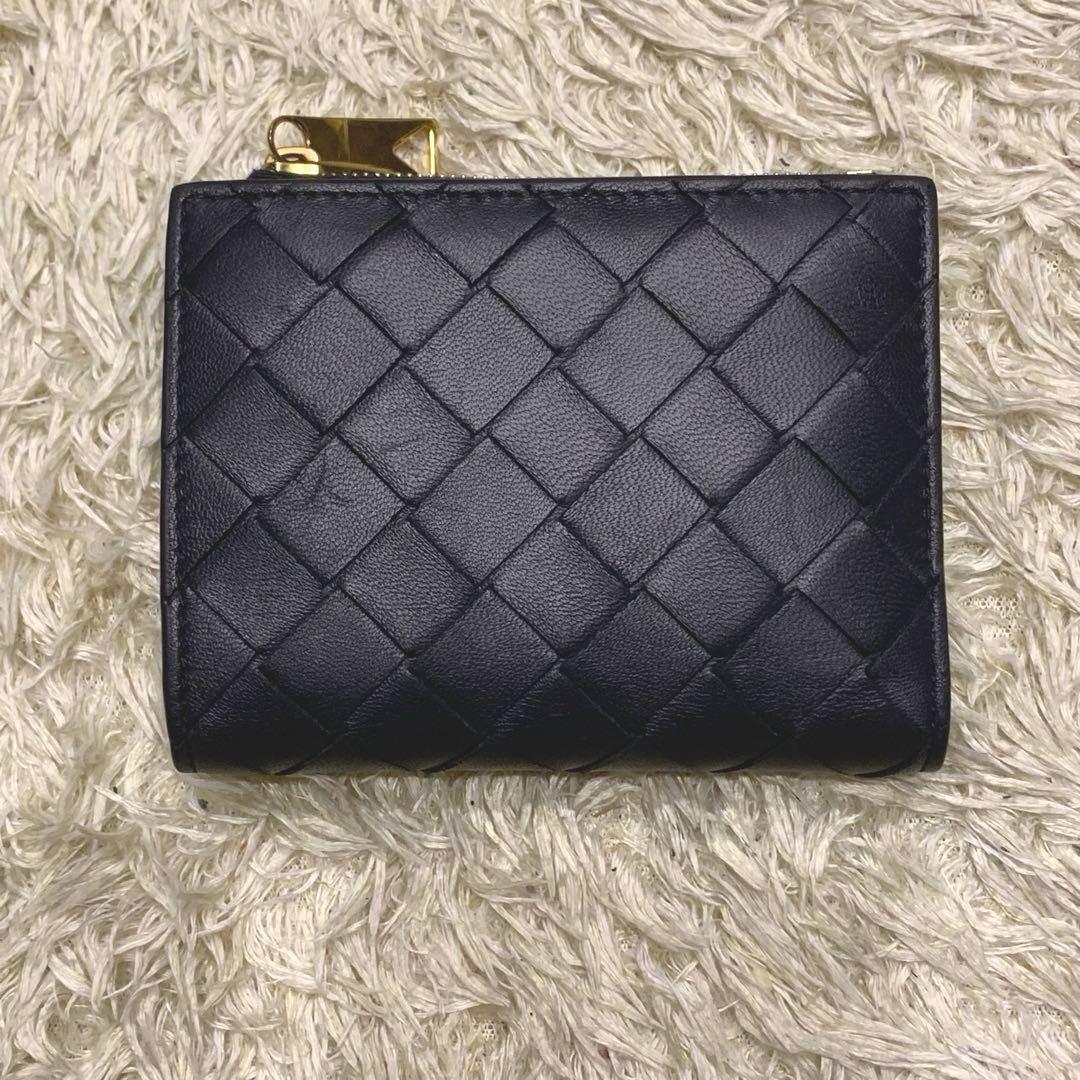 極美品✨ボッテガヴェネタ マキシイントレチャート 三つ折り財布 レザー ブラック