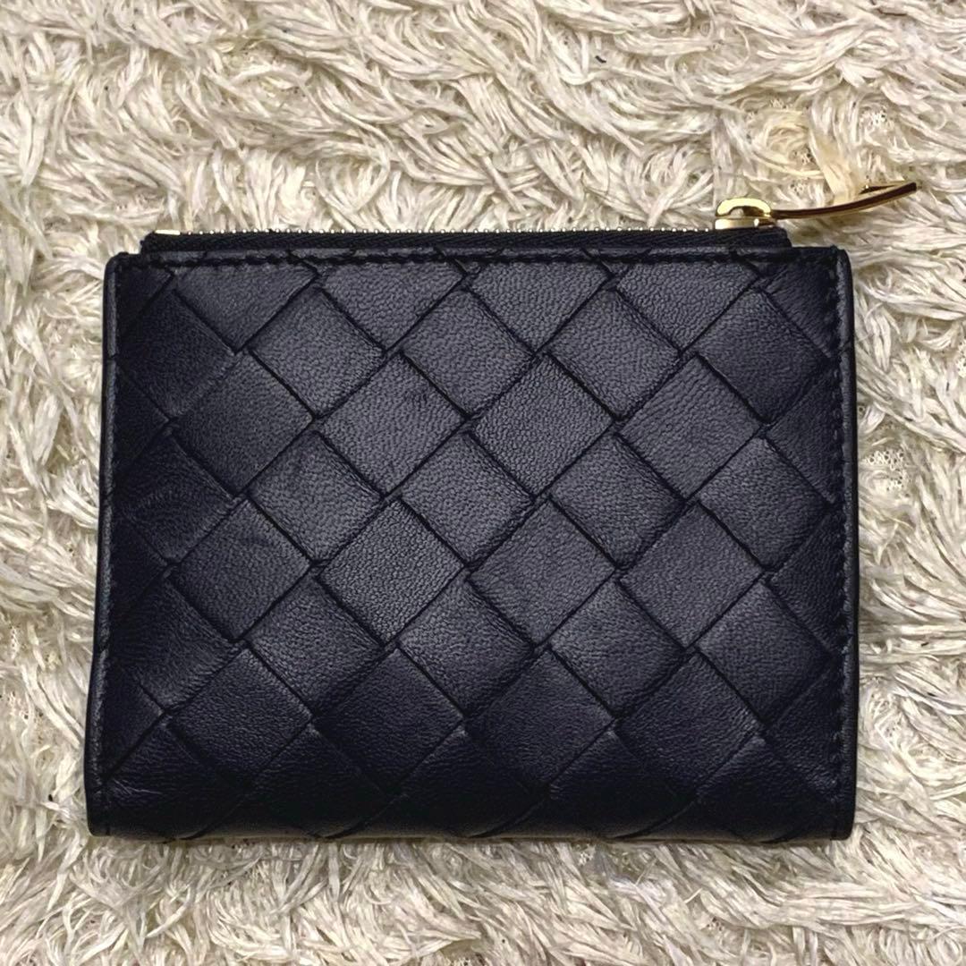 極美品✨ボッテガヴェネタ マキシイントレチャート 三つ折り財布 レザー ブラック
