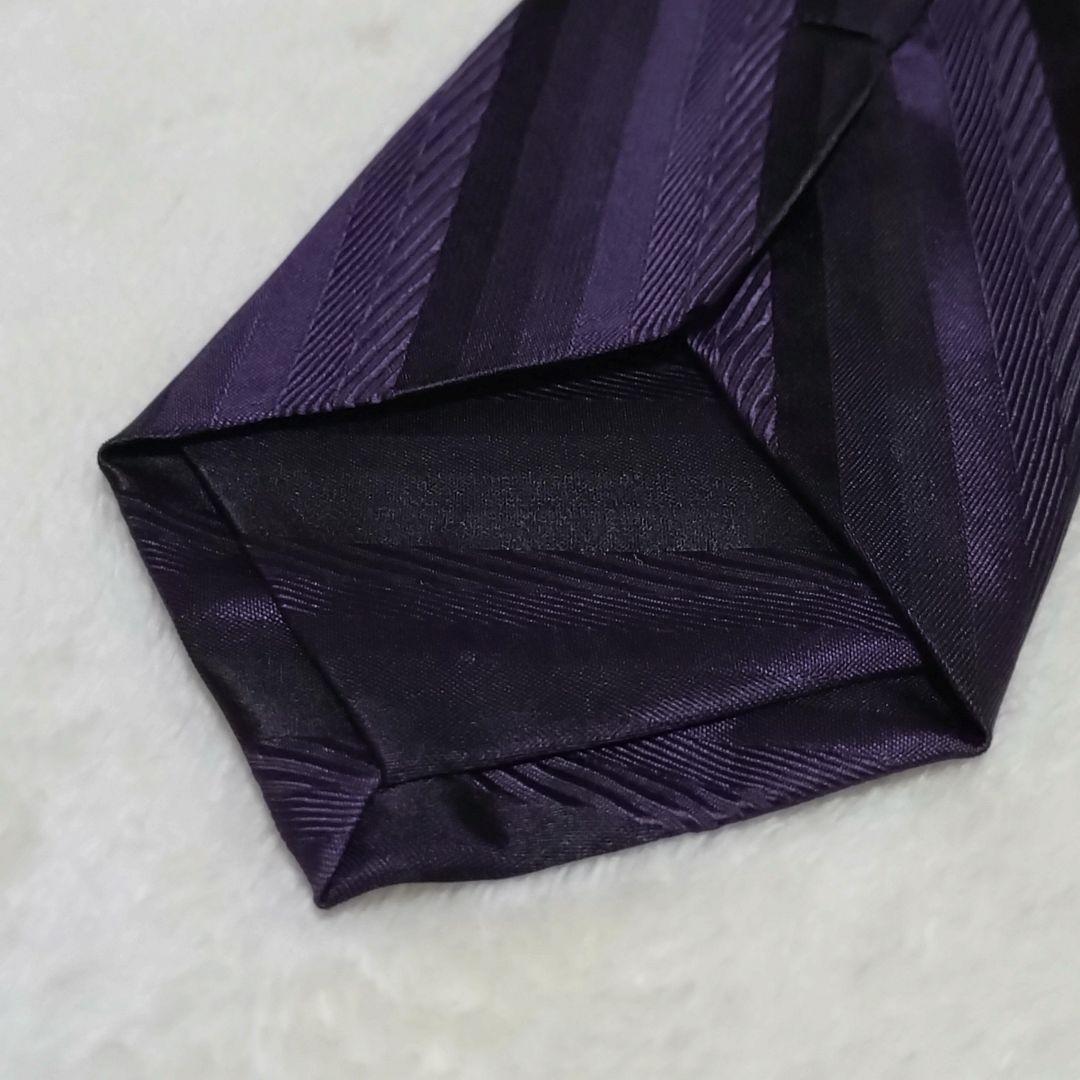 極美品■ヨウジヤマモト　ネクタイ　ストライプ　レジメンタル　紫　パープル