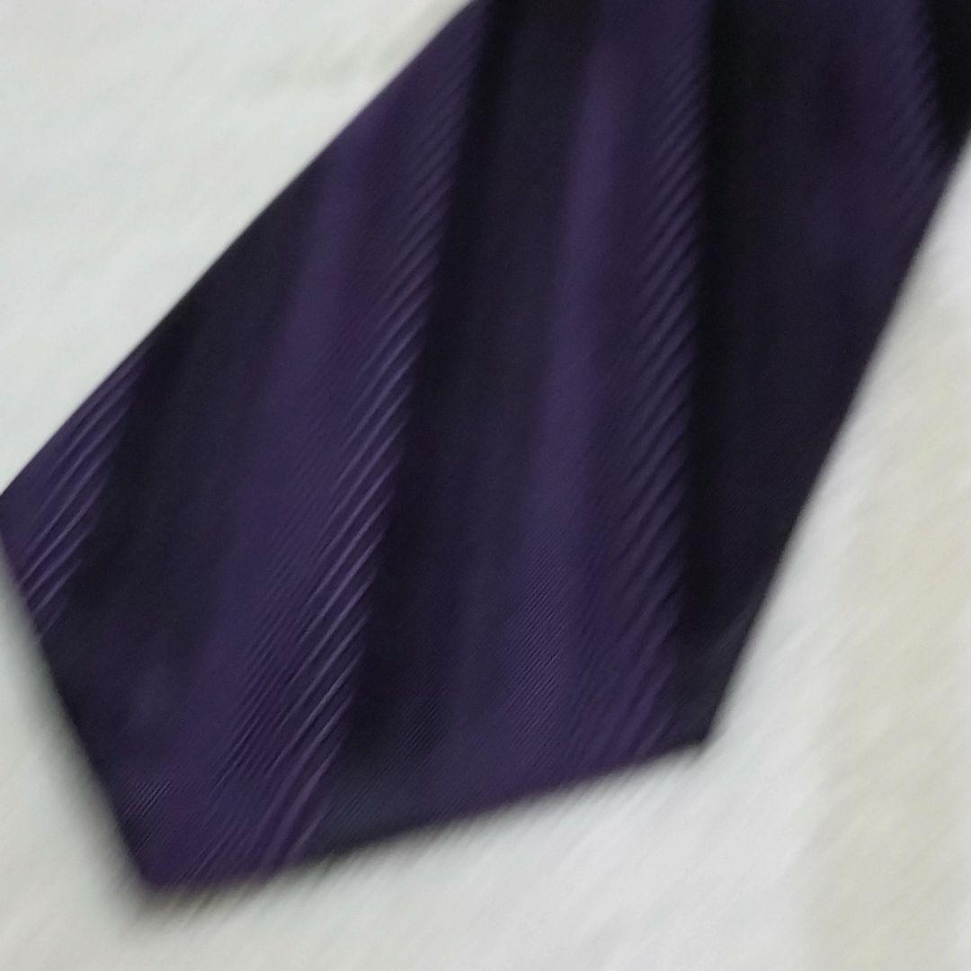 極美品■ヨウジヤマモト　ネクタイ　ストライプ　レジメンタル　紫　パープル