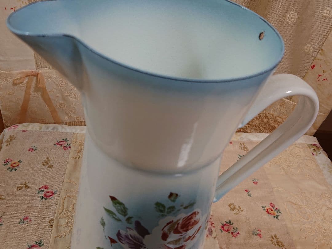 イマン プリンセスローズブルー ジャグ ポット 花柄 Imane ホーロー