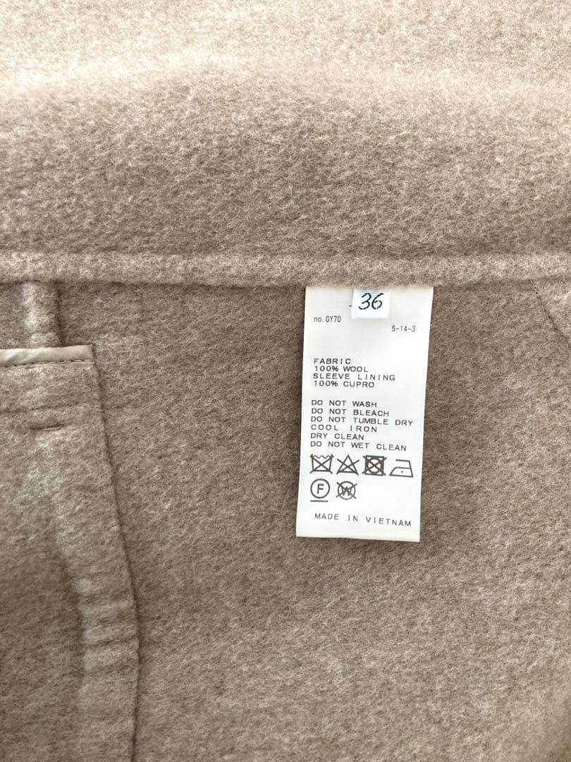 victorianリバーロングノーカラーコート ベージュ36