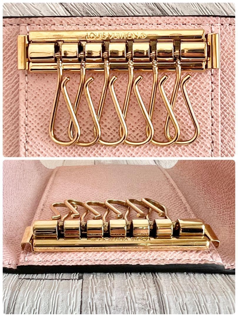 【A級美品】ルイヴィトン　キーケース　ダミエ　ローズバレリーヌ　6連
