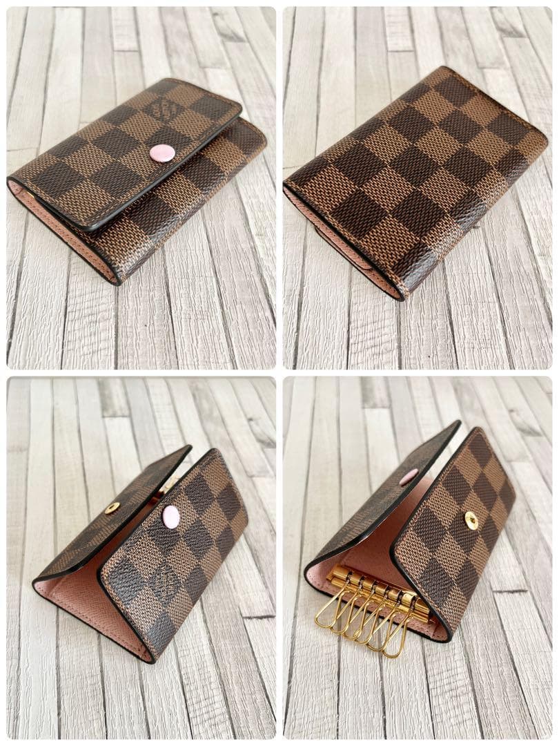 【A級美品】ルイヴィトン　キーケース　ダミエ　ローズバレリーヌ　6連