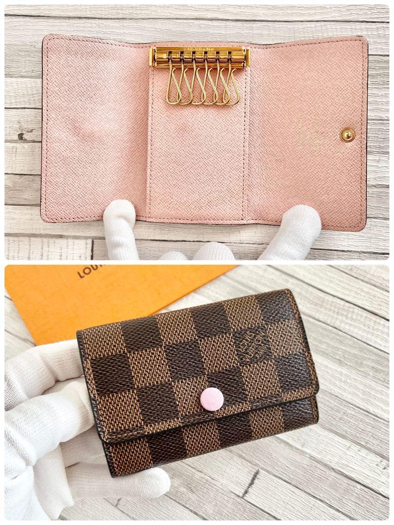 【A級美品】ルイヴィトン　キーケース　ダミエ　ローズバレリーヌ　6連