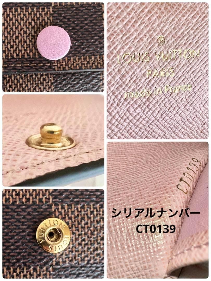【A級美品】ルイヴィトン　キーケース　ダミエ　ローズバレリーヌ　6連