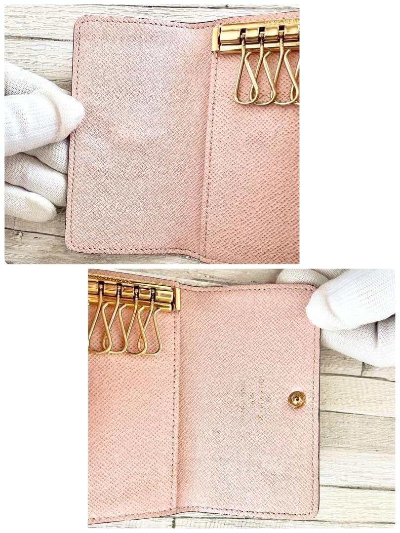 【A級美品】ルイヴィトン　キーケース　ダミエ　ローズバレリーヌ　6連