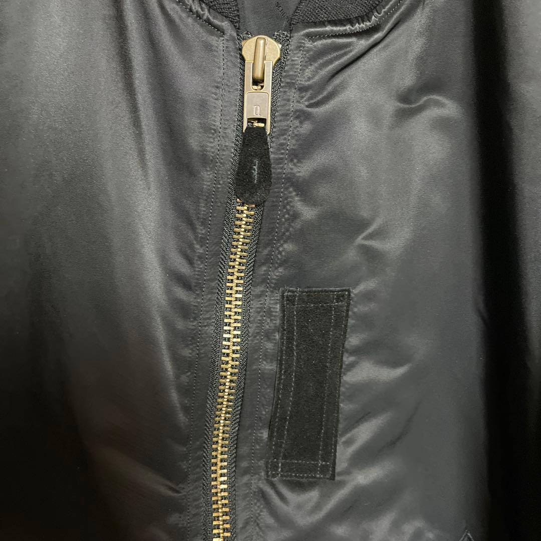 SEQUEL 袖レザー スウェード切替 MA-1 ジャケット 黒L シークエル